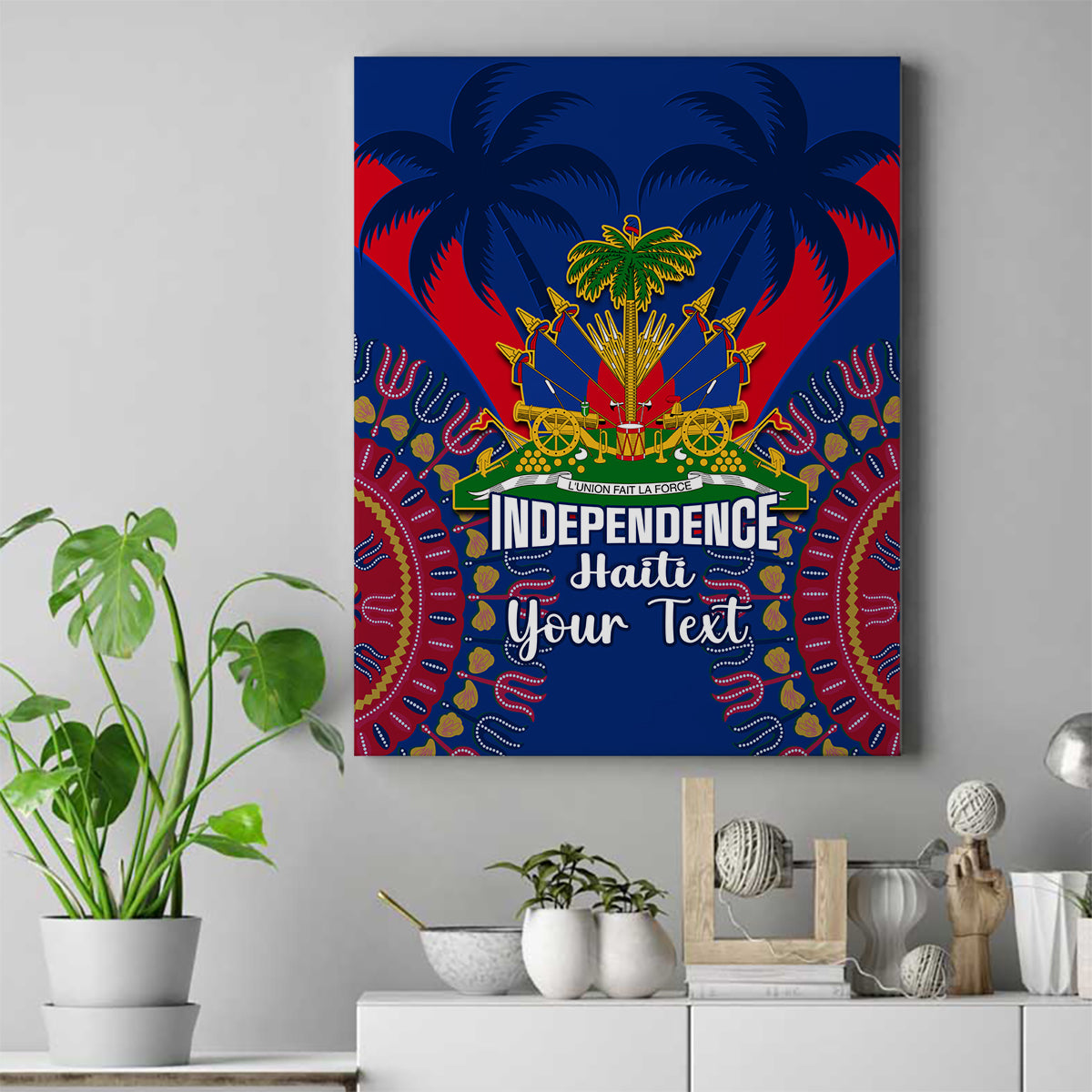 Haiti Independence Day Canvas Wall Art Ayiti 220th Anniversary With Dashiki Pattern - Wonder Print Shop