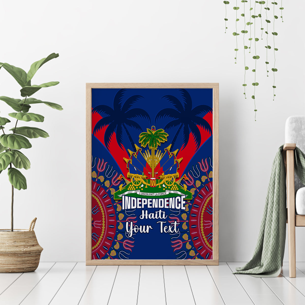 Haiti Independence Day Canvas Wall Art Ayiti 220th Anniversary With Dashiki Pattern - Wonder Print Shop