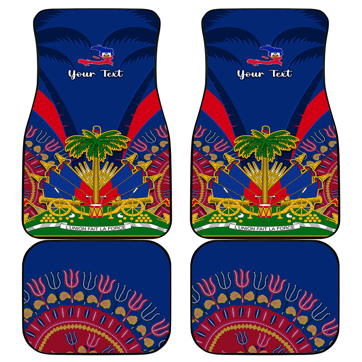 Personalised Haiti Independence Day Car Mats Ayiti 220th Anniversary With Dashiki Pattern - Wonder Print Shop