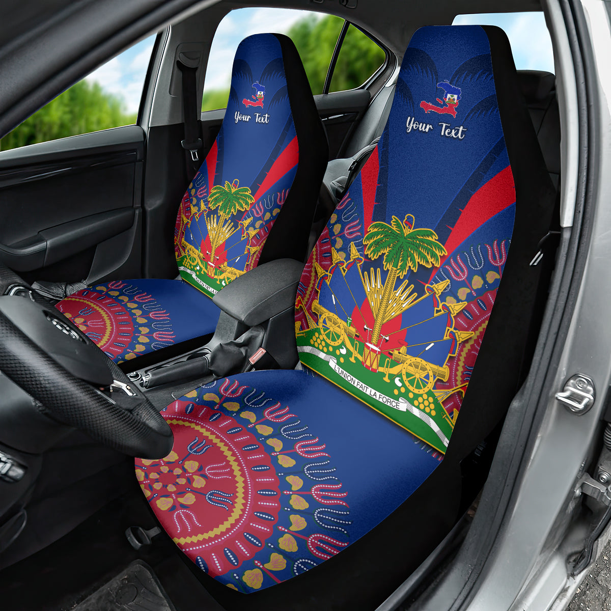 Personalised Haiti Independence Day Car Seat Cover Ayiti 220th Anniversary With Dashiki Pattern - Wonder Print Shop