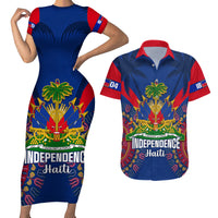 Personalised Haiti Independence Day Couples Matching Short Sleeve Bodycon Dress and Hawaiian Shirt Ayiti 220th Anniversary With Dashiki Pattern - Wonder Print Shop