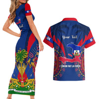 Personalised Haiti Independence Day Couples Matching Short Sleeve Bodycon Dress and Hawaiian Shirt Ayiti 220th Anniversary With Dashiki Pattern - Wonder Print Shop