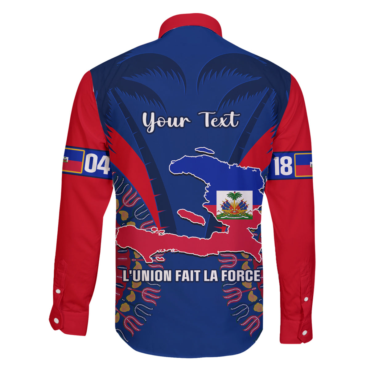 Personalised Haiti Independence Day Family Matching Off Shoulder Long Sleeve Dress and Hawaiian Shirt Ayiti 220th Anniversary With Dashiki Pattern - Wonder Print Shop