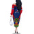 Personalised Haiti Independence Day Family Matching Off Shoulder Long Sleeve Dress and Hawaiian Shirt Ayiti 220th Anniversary With Dashiki Pattern - Wonder Print Shop