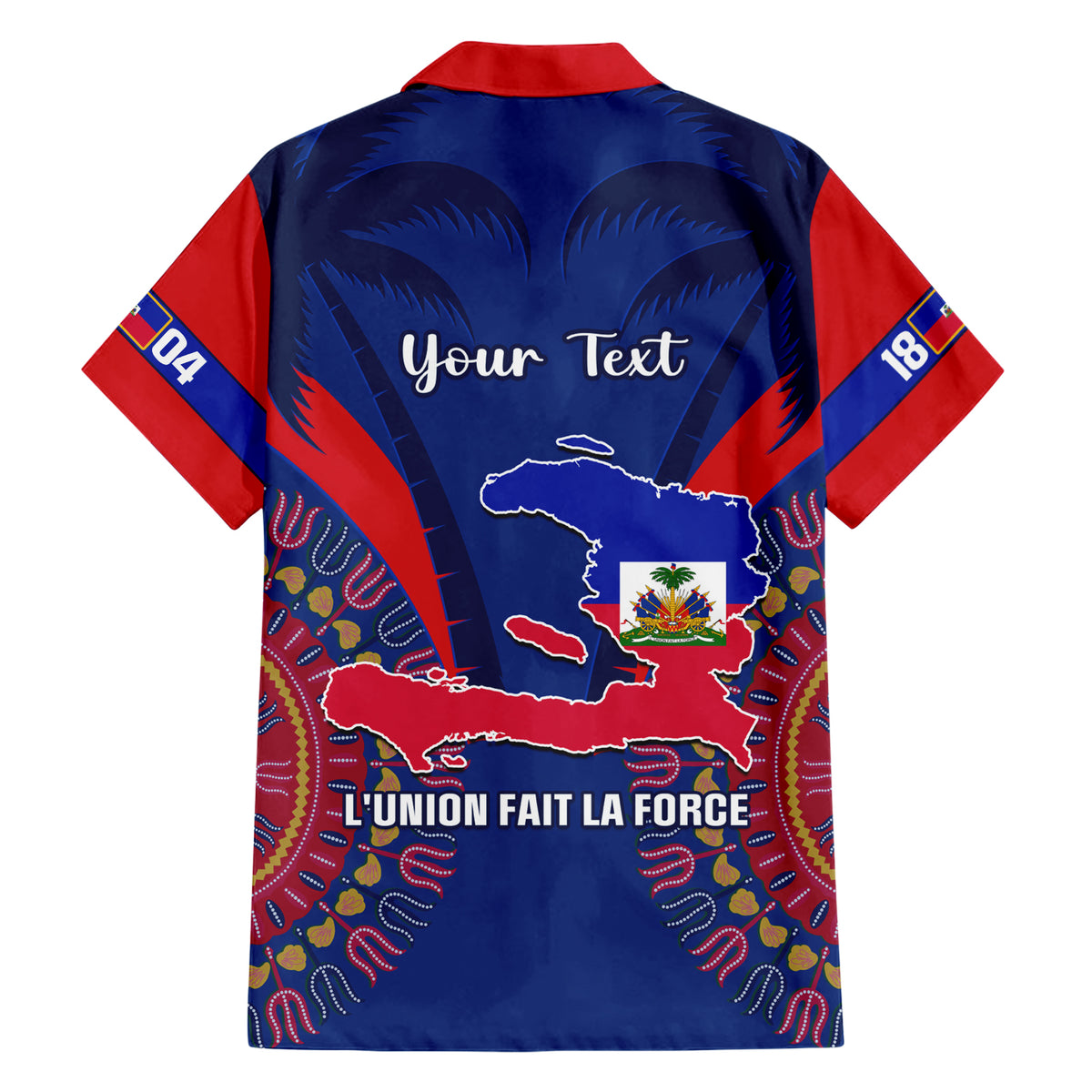 Personalised Haiti Independence Day Family Matching Short Sleeve Bodycon Dress and Hawaiian Shirt Ayiti 220th Anniversary With Dashiki Pattern - Wonder Print Shop