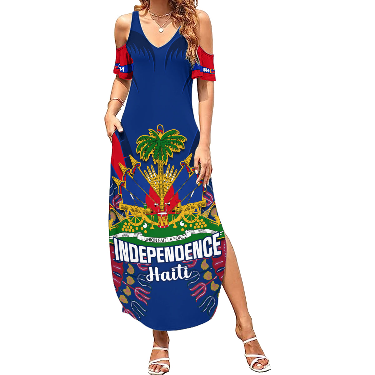 Personalised Haiti Independence Day Family Matching Summer Maxi Dress and Hawaiian Shirt Ayiti 220th Anniversary With Dashiki Pattern - Wonder Print Shop