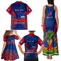 Personalised Haiti Independence Day Family Matching Tank Maxi Dress and Hawaiian Shirt Ayiti 220th Anniversary With Dashiki Pattern - Wonder Print Shop