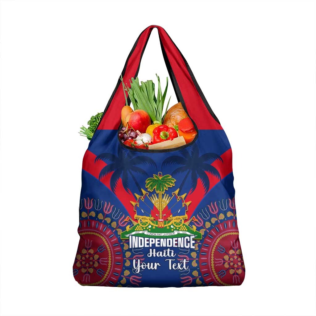 Personalised Haiti Independence Day Grocery Bag Ayiti 220th Anniversary With Dashiki Pattern