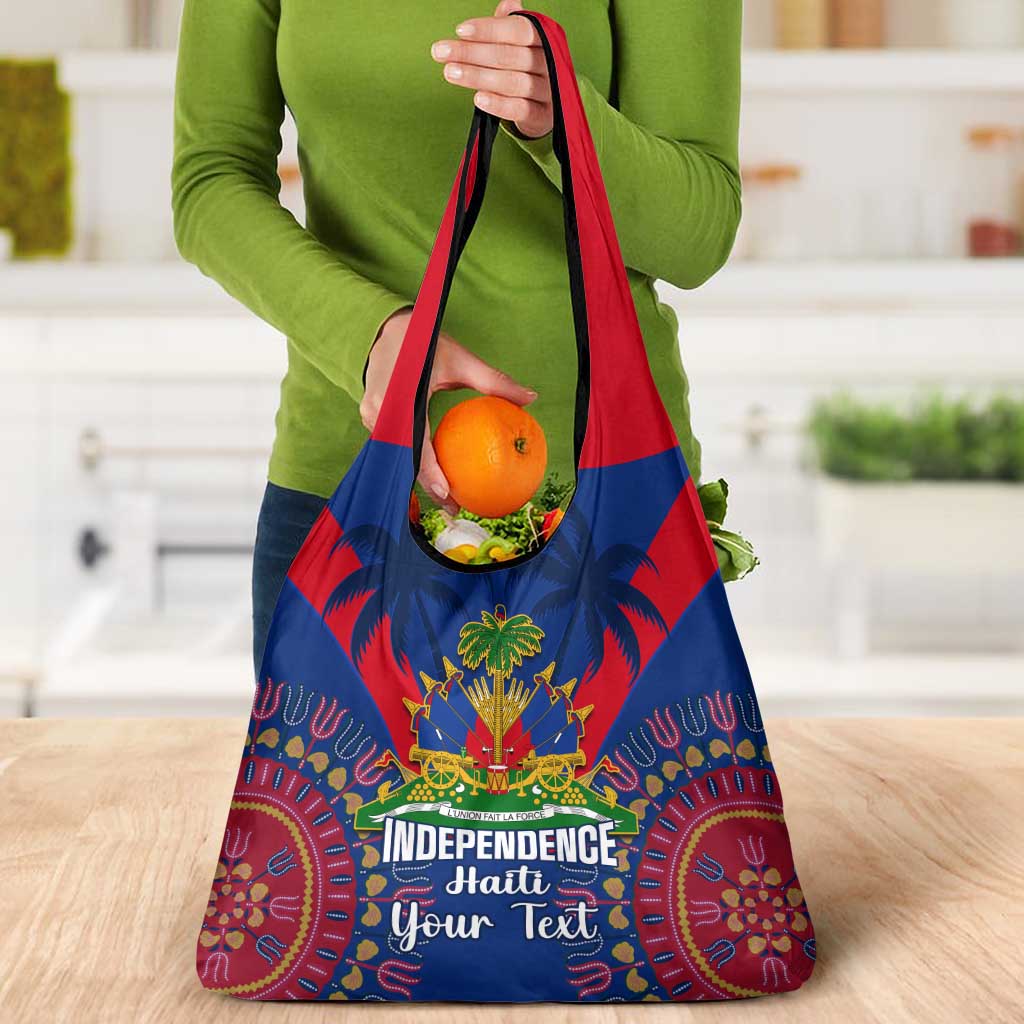 Personalised Haiti Independence Day Grocery Bag Ayiti 220th Anniversary With Dashiki Pattern