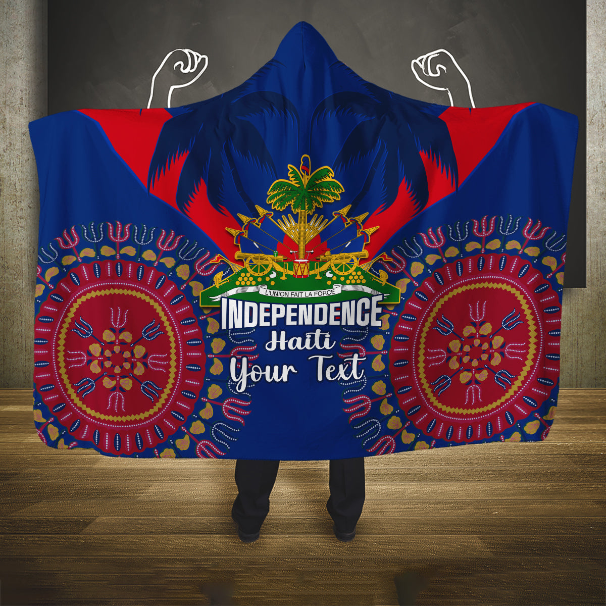 personalised-haiti-independence-day-hooded-blanket-ayiti-220th-anniversary-with-dashiki-pattern