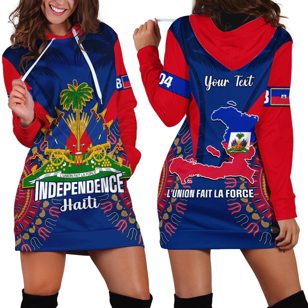Personalised Haiti Independence Day Hoodie Dress Ayiti 220th Anniversary With Dashiki Pattern - Wonder Print Shop