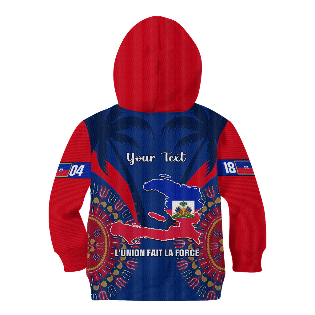Personalised Haiti Independence Day Kid Hoodie Ayiti 220th Anniversary With Dashiki Pattern - Wonder Print Shop