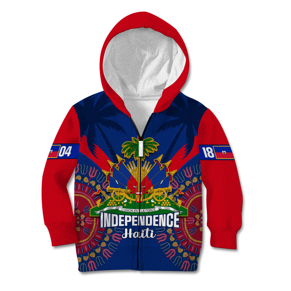 Personalised Haiti Independence Day Kid Hoodie Ayiti 220th Anniversary With Dashiki Pattern - Wonder Print Shop