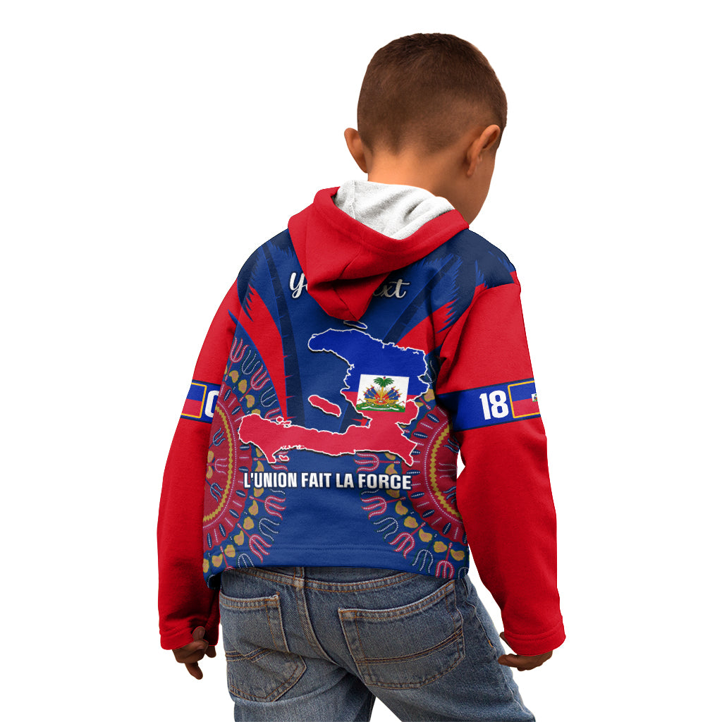 Personalised Haiti Independence Day Kid Hoodie Ayiti 220th Anniversary With Dashiki Pattern - Wonder Print Shop