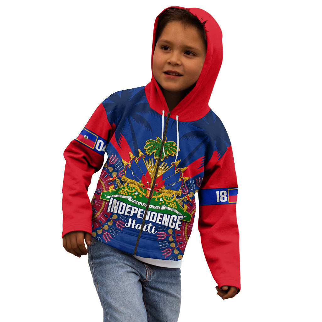 Personalised Haiti Independence Day Kid Hoodie Ayiti 220th Anniversary With Dashiki Pattern - Wonder Print Shop