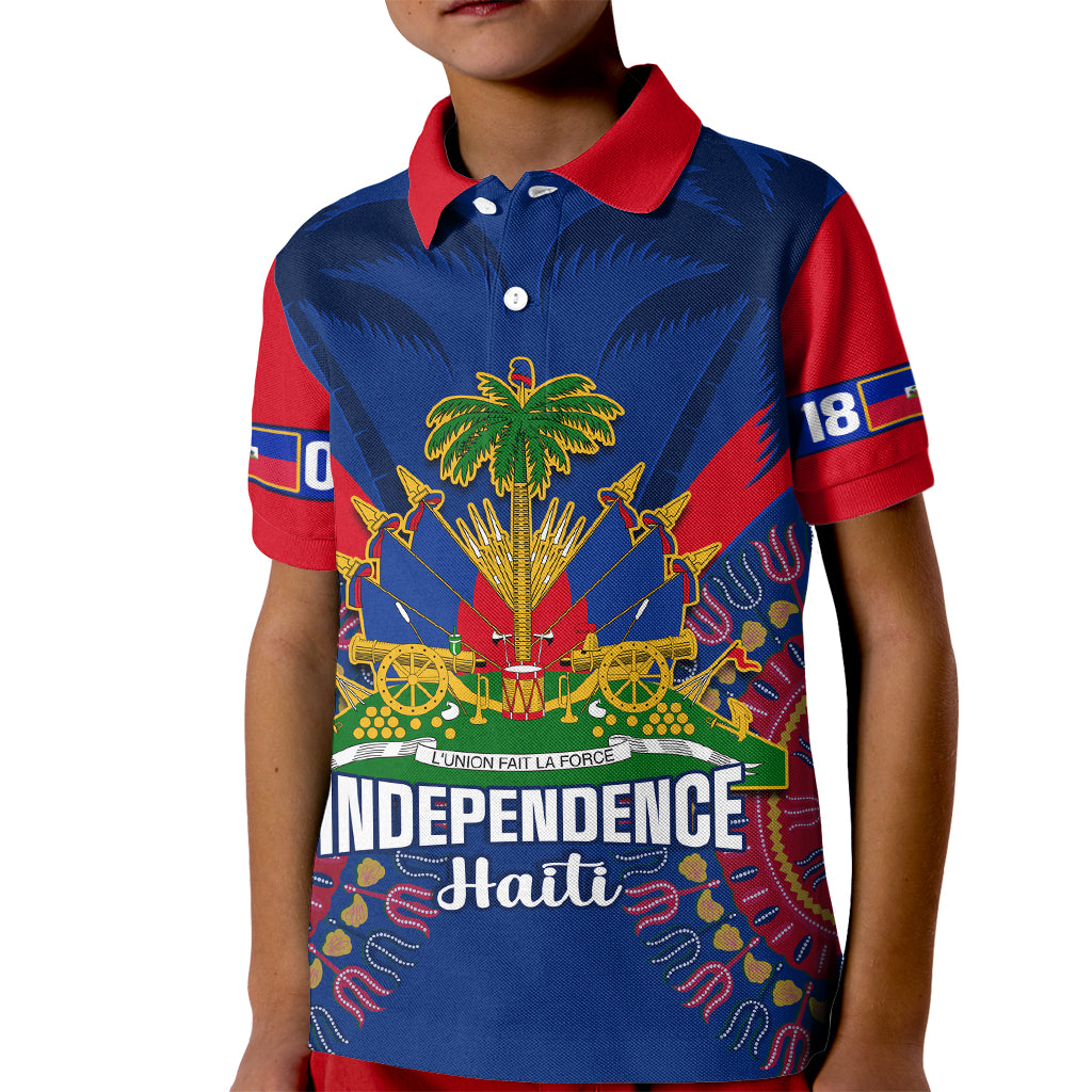 Personalised Haiti Independence Day Kid Polo Shirt Ayiti 220th Anniversary With Dashiki Pattern - Wonder Print Shop