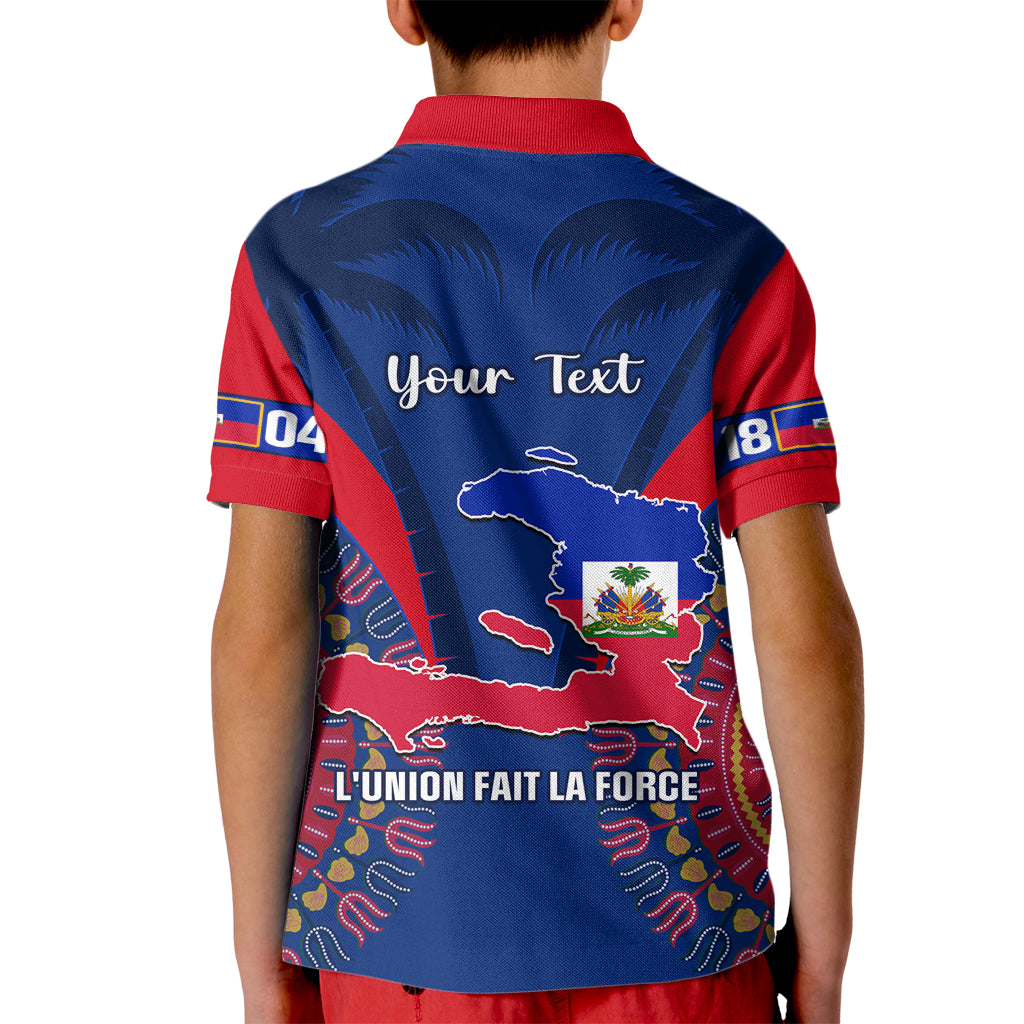Personalised Haiti Independence Day Kid Polo Shirt Ayiti 220th Anniversary With Dashiki Pattern - Wonder Print Shop