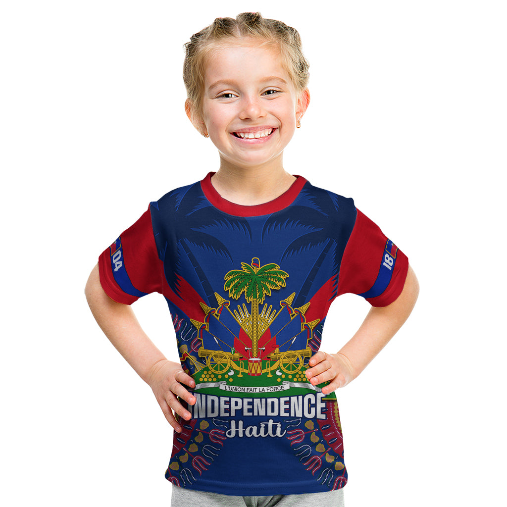 Personalised Haiti Independence Day Kid T Shirt Ayiti 220th Anniversary With Dashiki Pattern - Wonder Print Shop