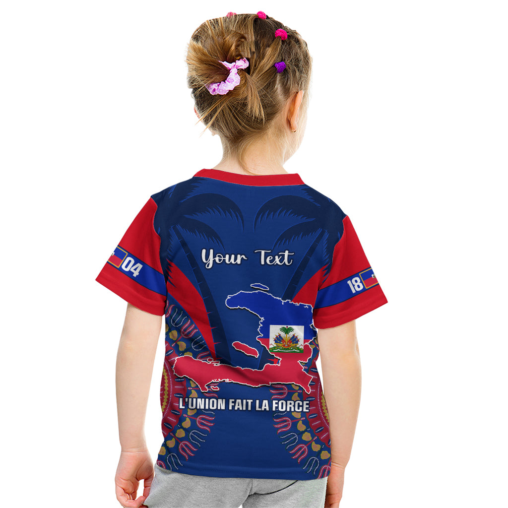 Personalised Haiti Independence Day Kid T Shirt Ayiti 220th Anniversary With Dashiki Pattern - Wonder Print Shop