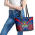 Personalised Haiti Independence Day Leather Tote Bag Ayiti 220th Anniversary With Dashiki Pattern - Wonder Print Shop