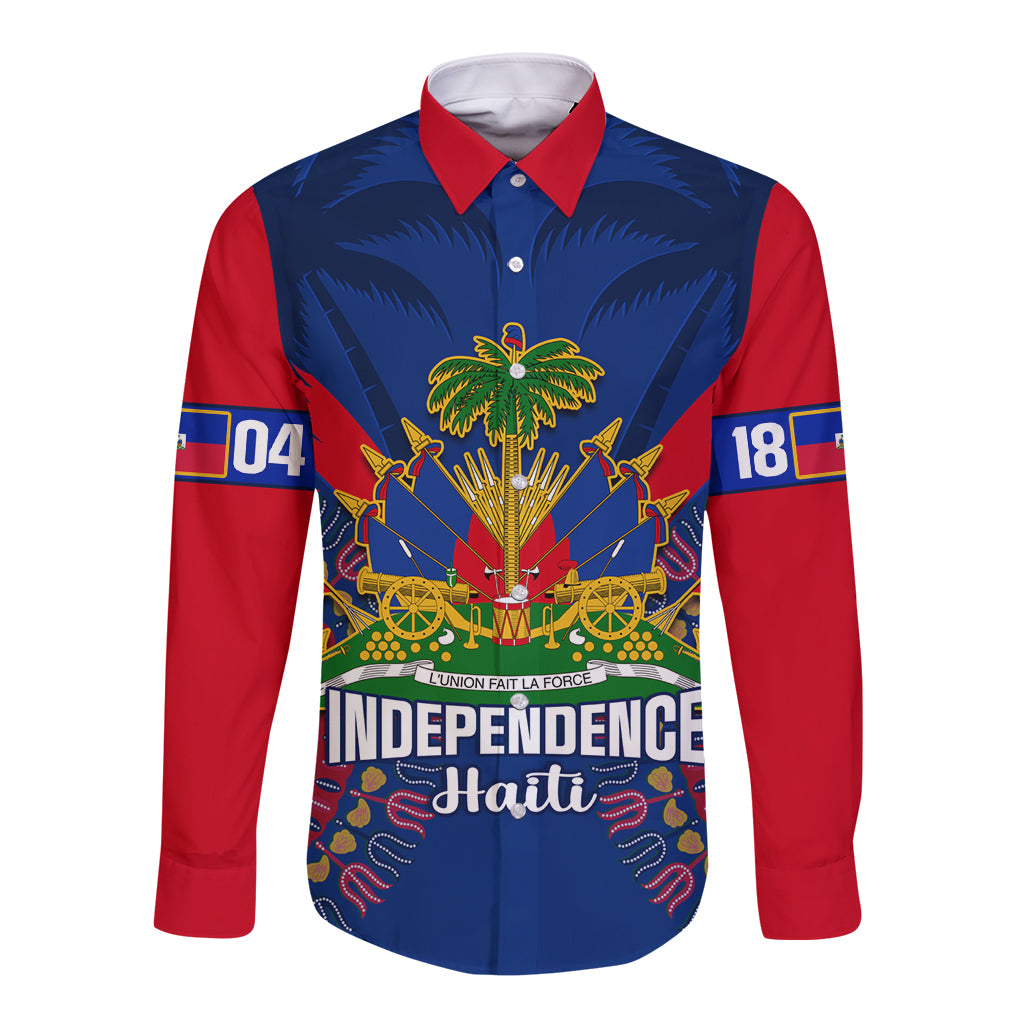 Personalised Haiti Independence Day Long Sleeve Button Shirt Ayiti 220th Anniversary With Dashiki Pattern - Wonder Print Shop