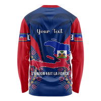 Personalised Haiti Independence Day Long Sleeve Shirt Ayiti 220th Anniversary With Dashiki Pattern - Wonder Print Shop
