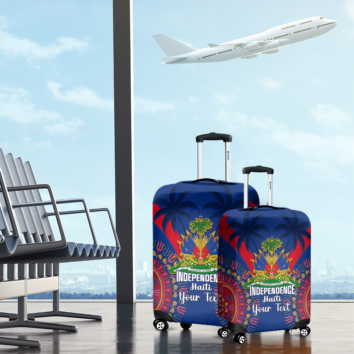 Personalised Haiti Independence Day Luggage Cover Ayiti 220th Anniversary With Dashiki Pattern - Wonder Print Shop