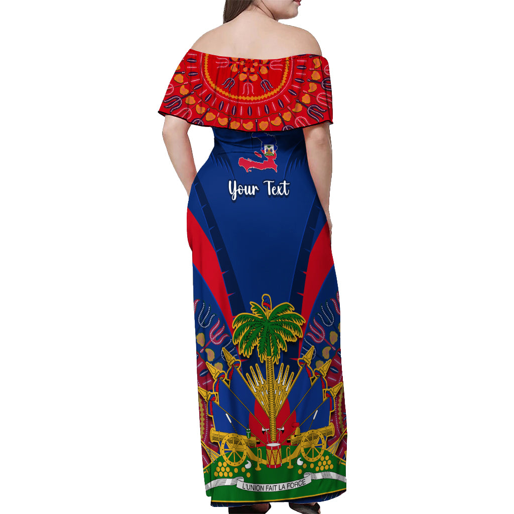 Personalised Haiti Independence Day Off Shoulder Maxi Dress Ayiti 220th Anniversary With Dashiki Pattern - Wonder Print Shop