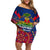 Personalised Haiti Independence Day Off Shoulder Short Dress Ayiti 220th Anniversary With Dashiki Pattern - Wonder Print Shop