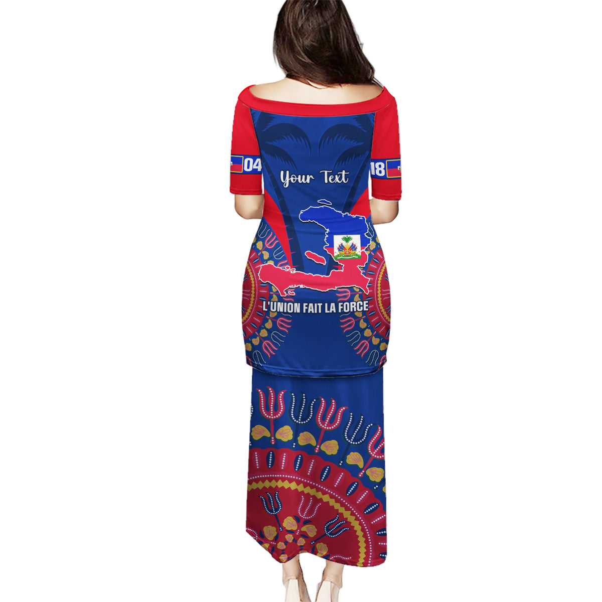 Personalised Haiti Independence Day Puletasi Ayiti 220th Anniversary With Dashiki Pattern - Wonder Print Shop