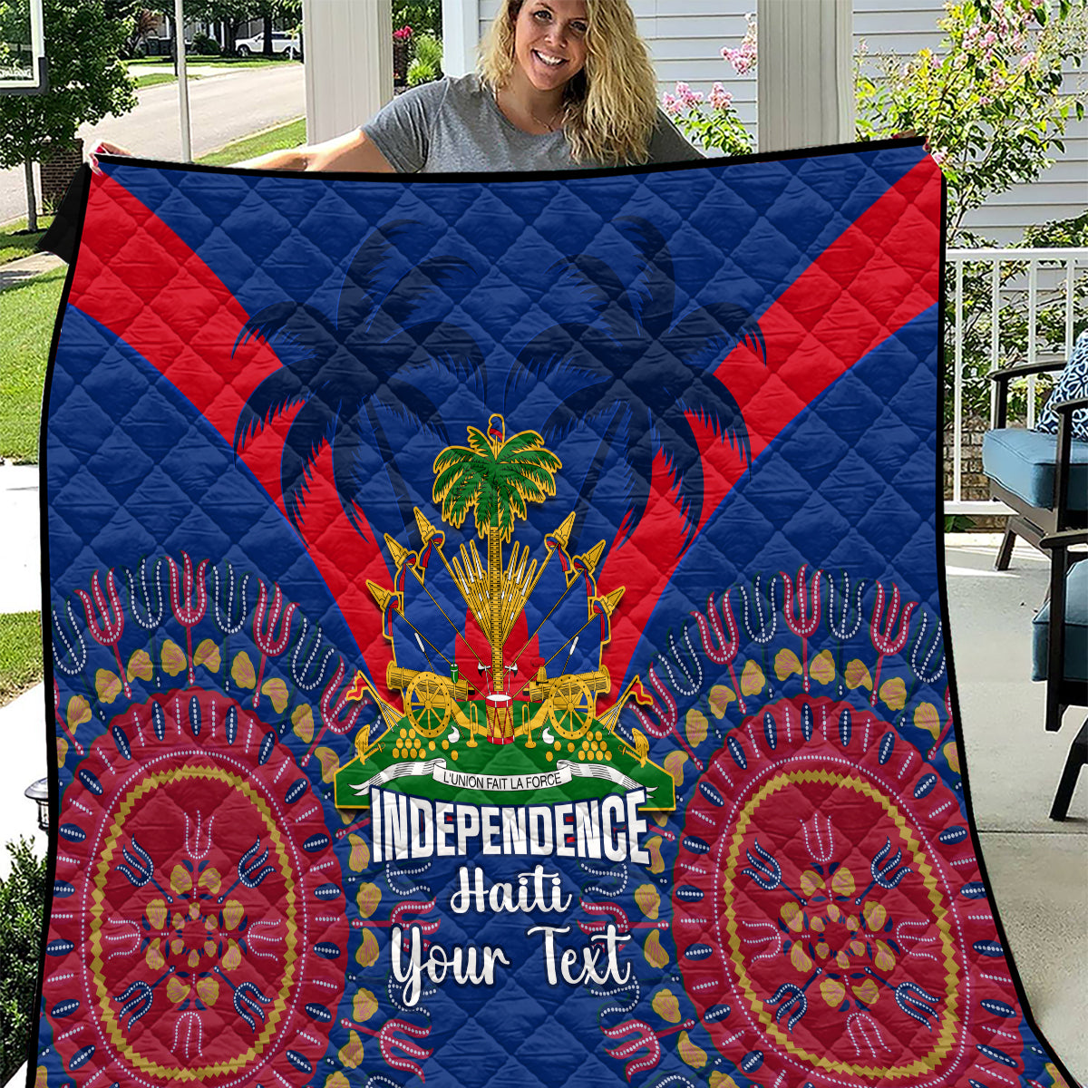 Personalised Haiti Independence Day Quilt Ayiti 220th Anniversary With Dashiki Pattern - Wonder Print Shop