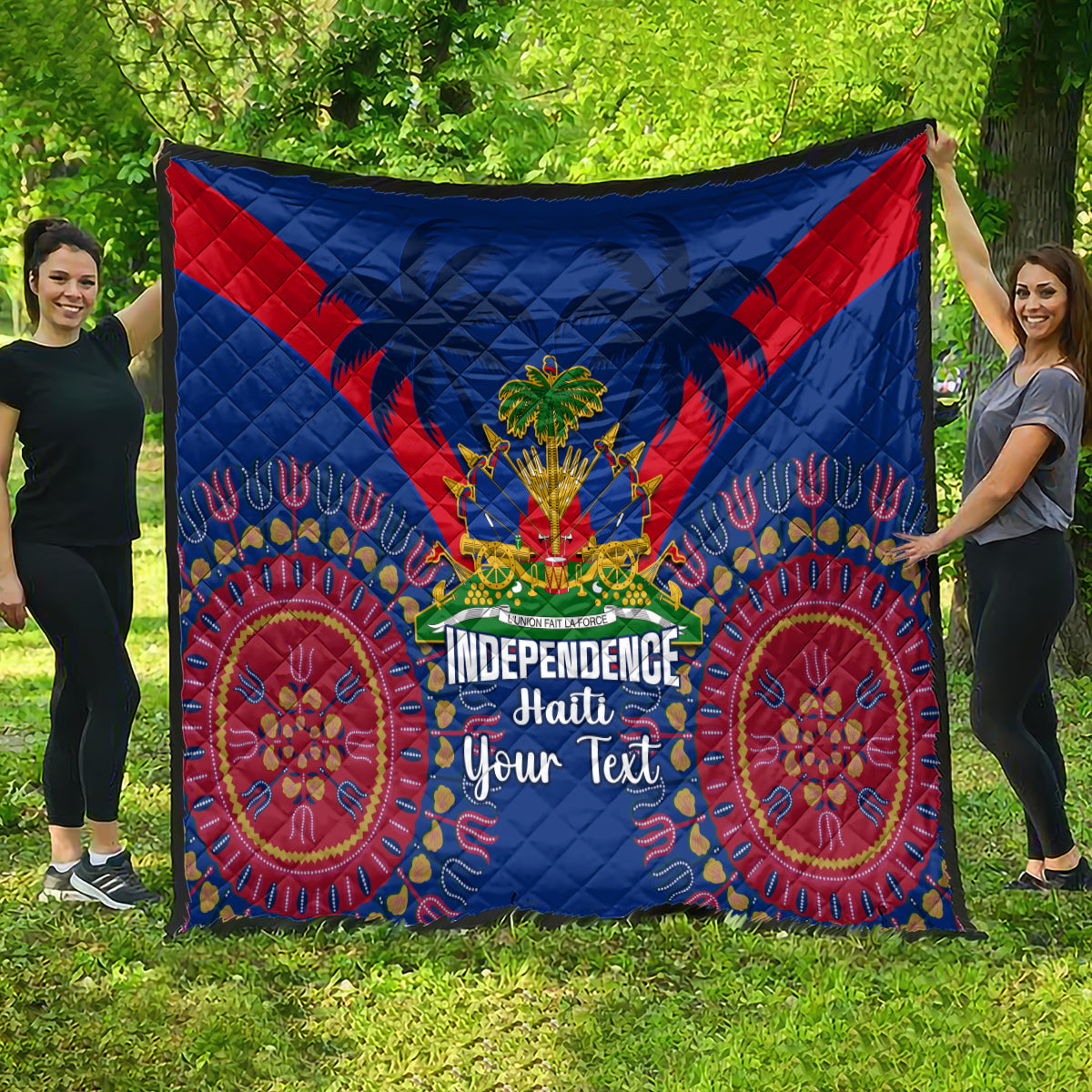 Personalised Haiti Independence Day Quilt Ayiti 220th Anniversary With Dashiki Pattern - Wonder Print Shop