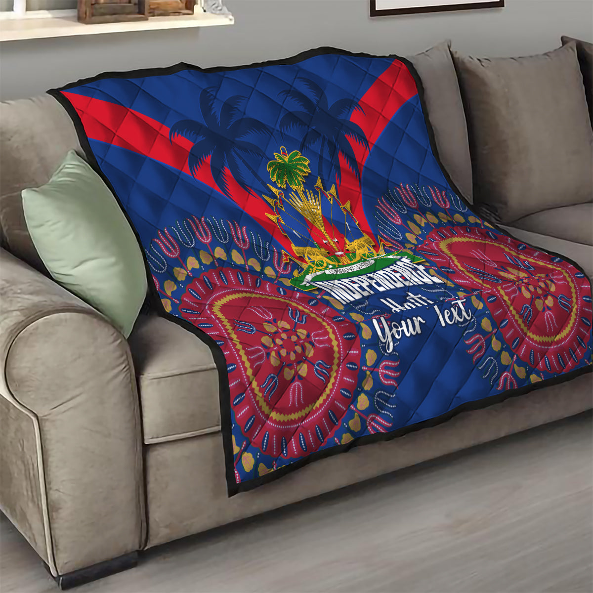Personalised Haiti Independence Day Quilt Ayiti 220th Anniversary With Dashiki Pattern - Wonder Print Shop