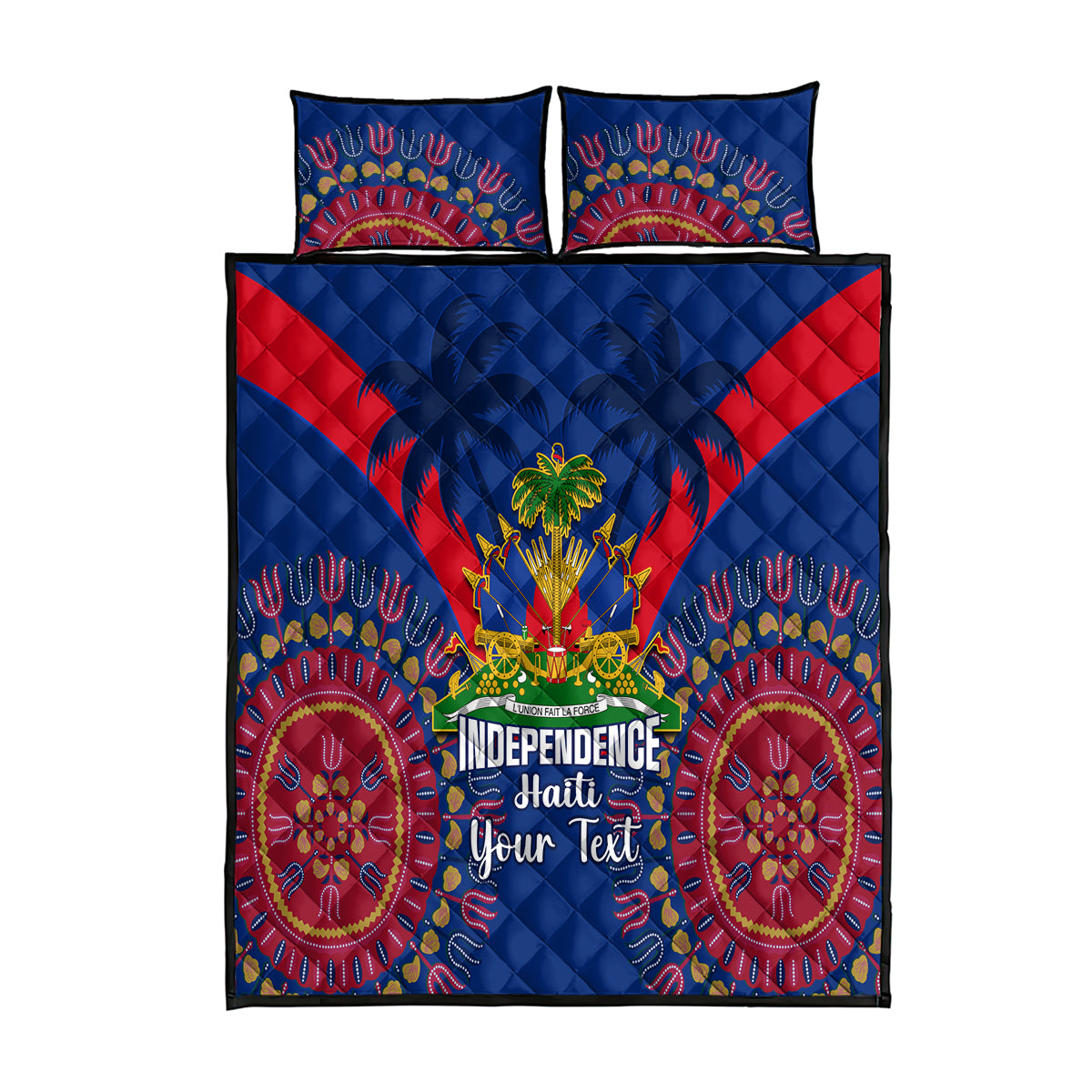Personalised Haiti Independence Day Quilt Bed Set Ayiti 220th Anniversary With Dashiki Pattern - Wonder Print Shop