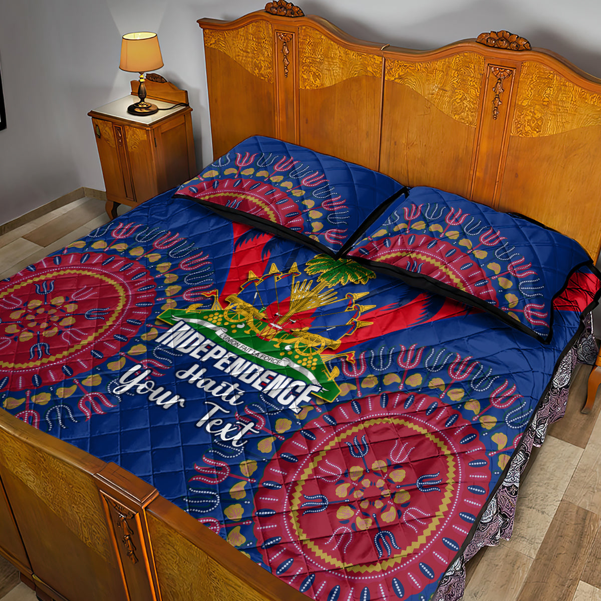 Personalised Haiti Independence Day Quilt Bed Set Ayiti 220th Anniversary With Dashiki Pattern - Wonder Print Shop