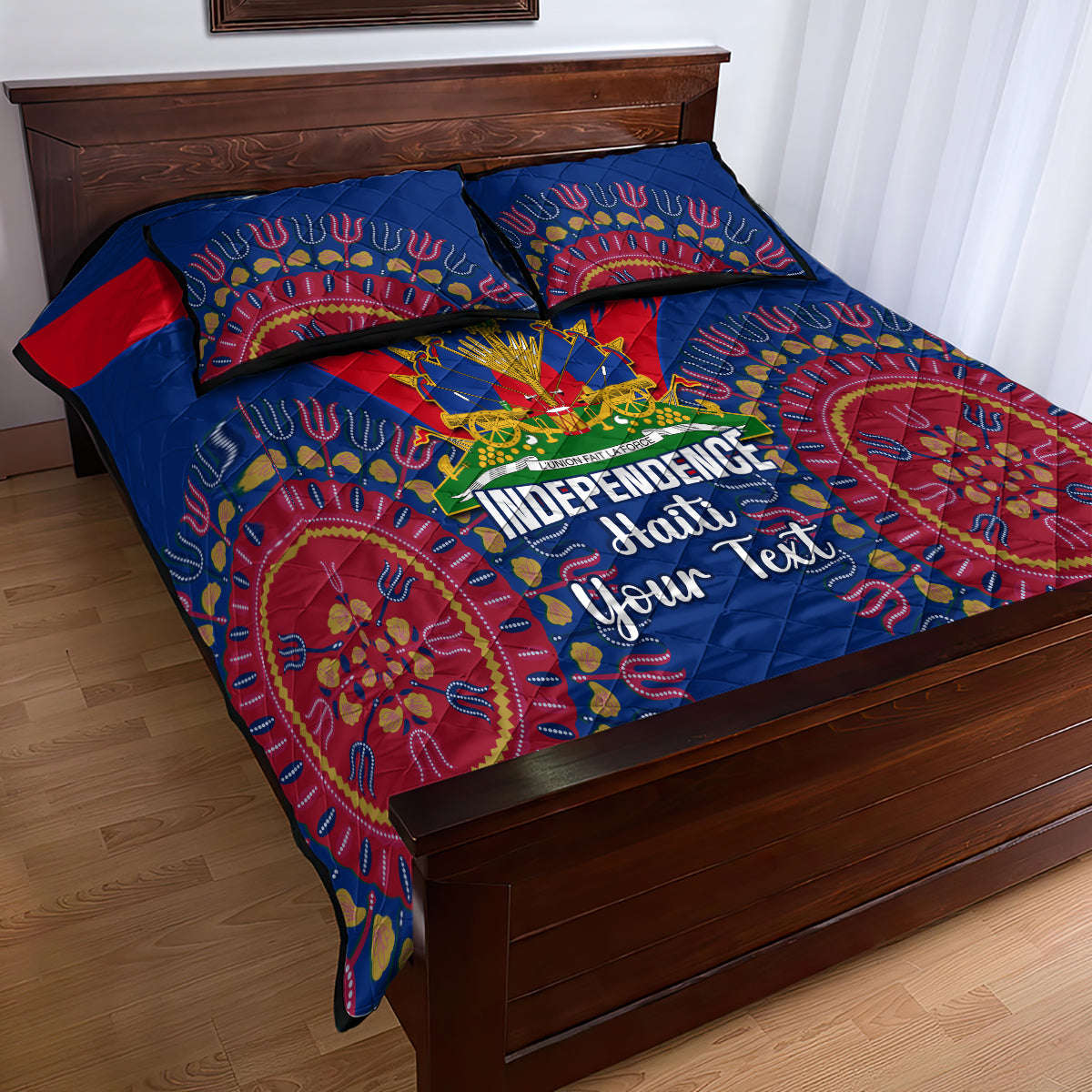 Personalised Haiti Independence Day Quilt Bed Set Ayiti 220th Anniversary With Dashiki Pattern - Wonder Print Shop