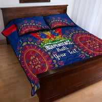 Personalised Haiti Independence Day Quilt Bed Set Ayiti 220th Anniversary With Dashiki Pattern - Wonder Print Shop