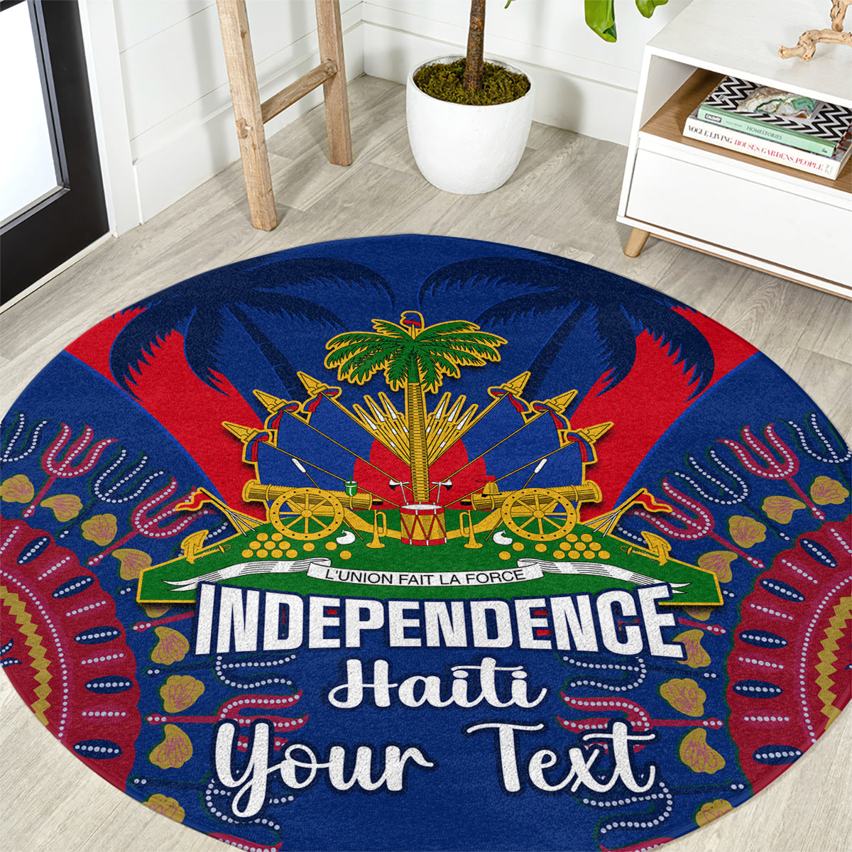 personalised-haiti-independence-day-round-carpet-ayiti-220th-anniversary-with-dashiki-pattern