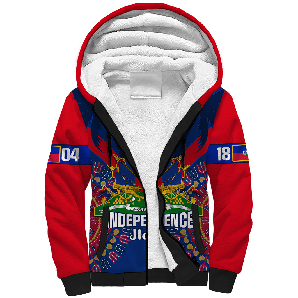 Personalised Haiti Independence Day Sherpa Hoodie Ayiti 220th Anniversary With Dashiki Pattern - Wonder Print Shop