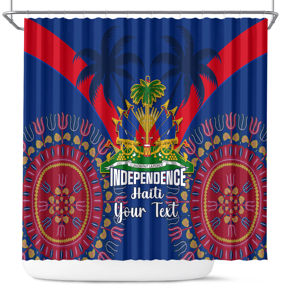 personalised-haiti-independence-day-shower-curtain-ayiti-220th-anniversary-with-dashiki-pattern