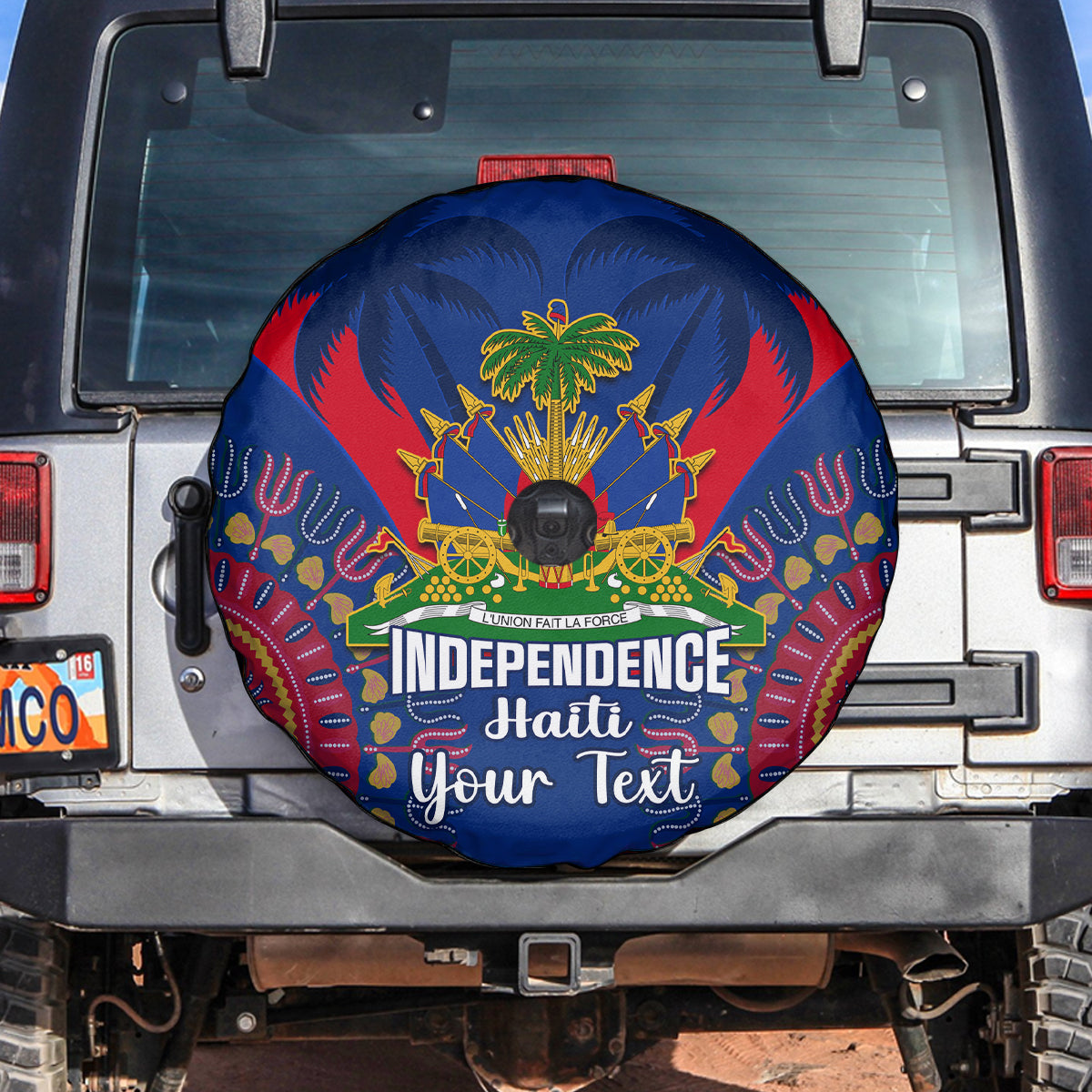 Personalised Haiti Independence Day Spare Tire Cover Ayiti 220th Anniversary With Dashiki Pattern - Wonder Print Shop