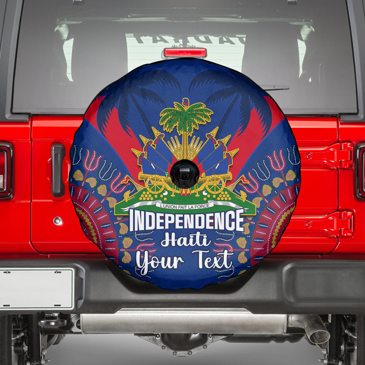 Personalised Haiti Independence Day Spare Tire Cover Ayiti 220th Anniversary With Dashiki Pattern - Wonder Print Shop