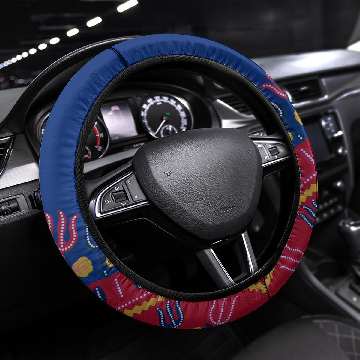 Haiti Independence Day Steering Wheel Cover Ayiti 220th Anniversary With Dashiki Pattern - Wonder Print Shop
