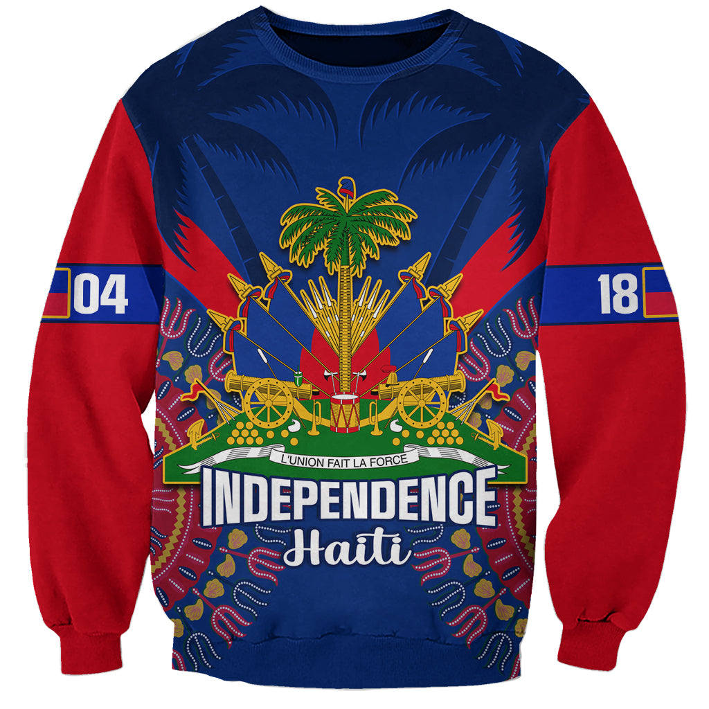 Personalised Haiti Independence Day Sweatshirt Ayiti 220th Anniversary With Dashiki Pattern - Wonder Print Shop