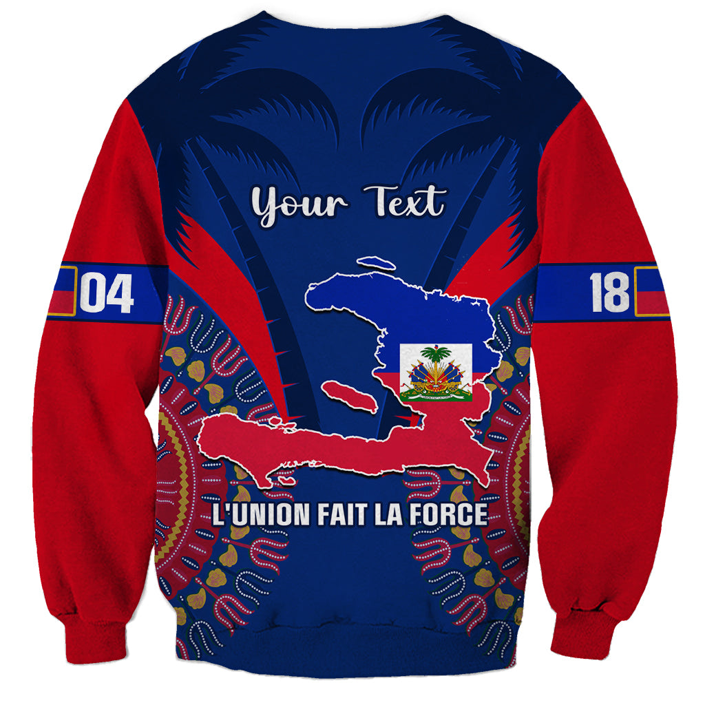 Personalised Haiti Independence Day Sweatshirt Ayiti 220th Anniversary With Dashiki Pattern - Wonder Print Shop