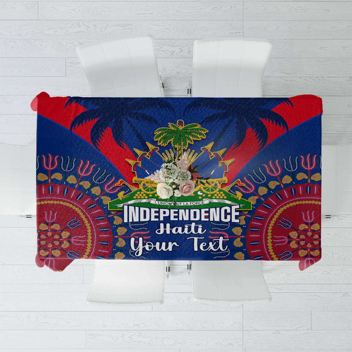 Personalised Haiti Independence Day Tablecloth Ayiti 220th Anniversary With Dashiki Pattern - Wonder Print Shop