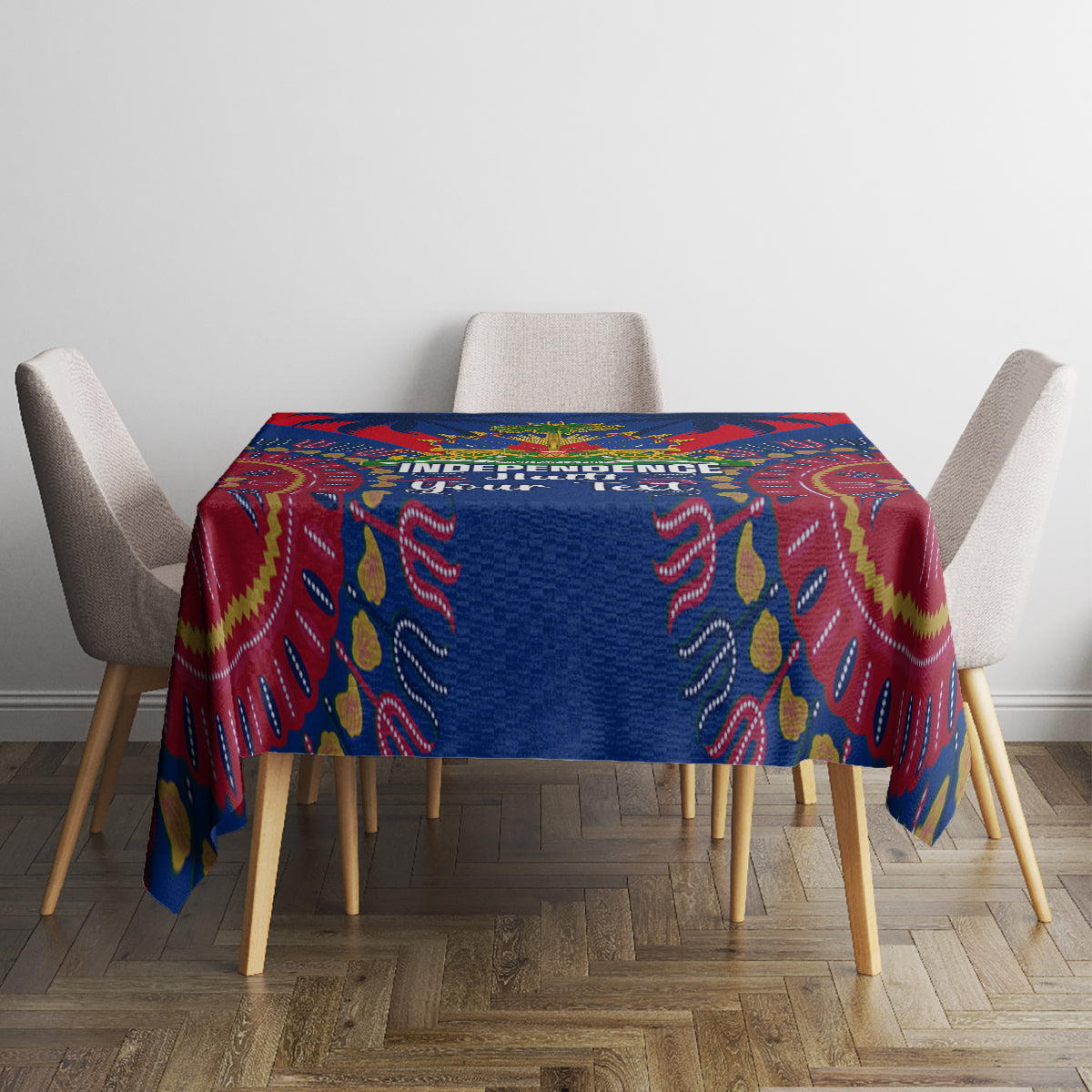 Personalised Haiti Independence Day Tablecloth Ayiti 220th Anniversary With Dashiki Pattern - Wonder Print Shop