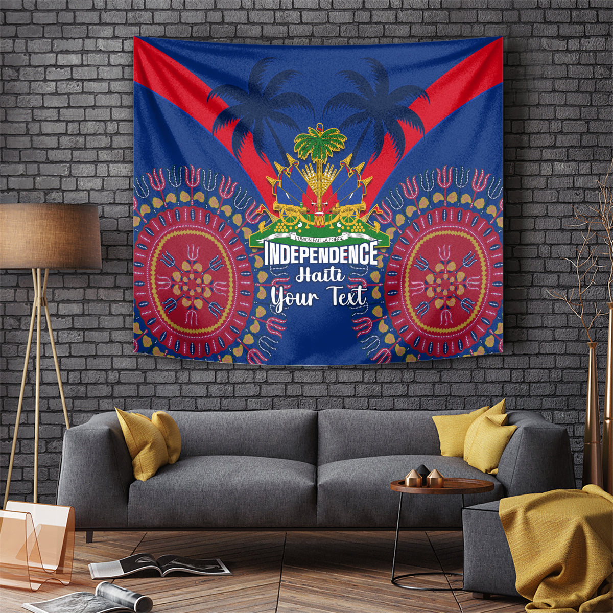Personalised Haiti Independence Day Tapestry Ayiti 220th Anniversary With Dashiki Pattern - Wonder Print Shop