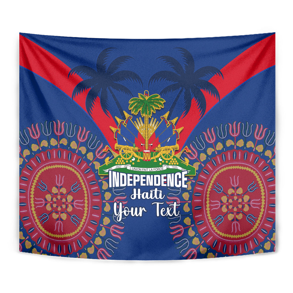 Personalised Haiti Independence Day Tapestry Ayiti 220th Anniversary With Dashiki Pattern - Wonder Print Shop