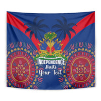 Personalised Haiti Independence Day Tapestry Ayiti 220th Anniversary With Dashiki Pattern - Wonder Print Shop